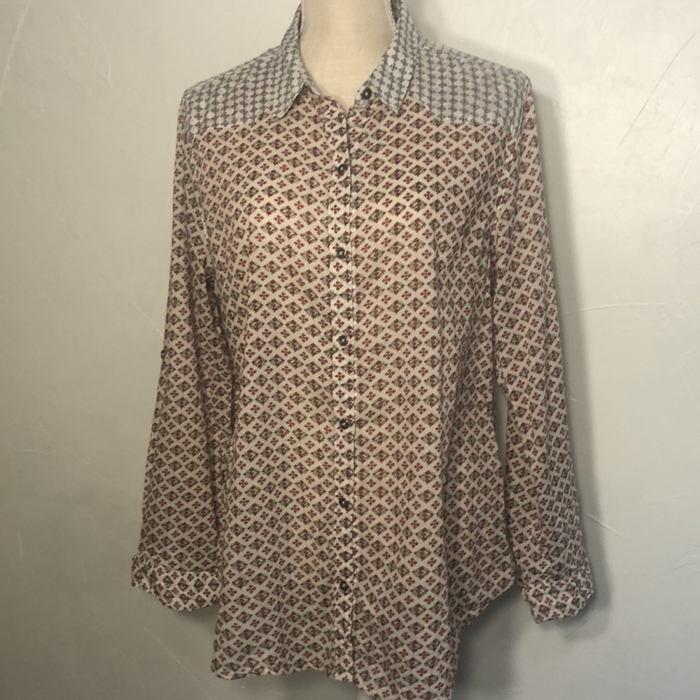 Seven XL women’s Cotton long sleeve Blouse western Boho - Picture 7 of 9